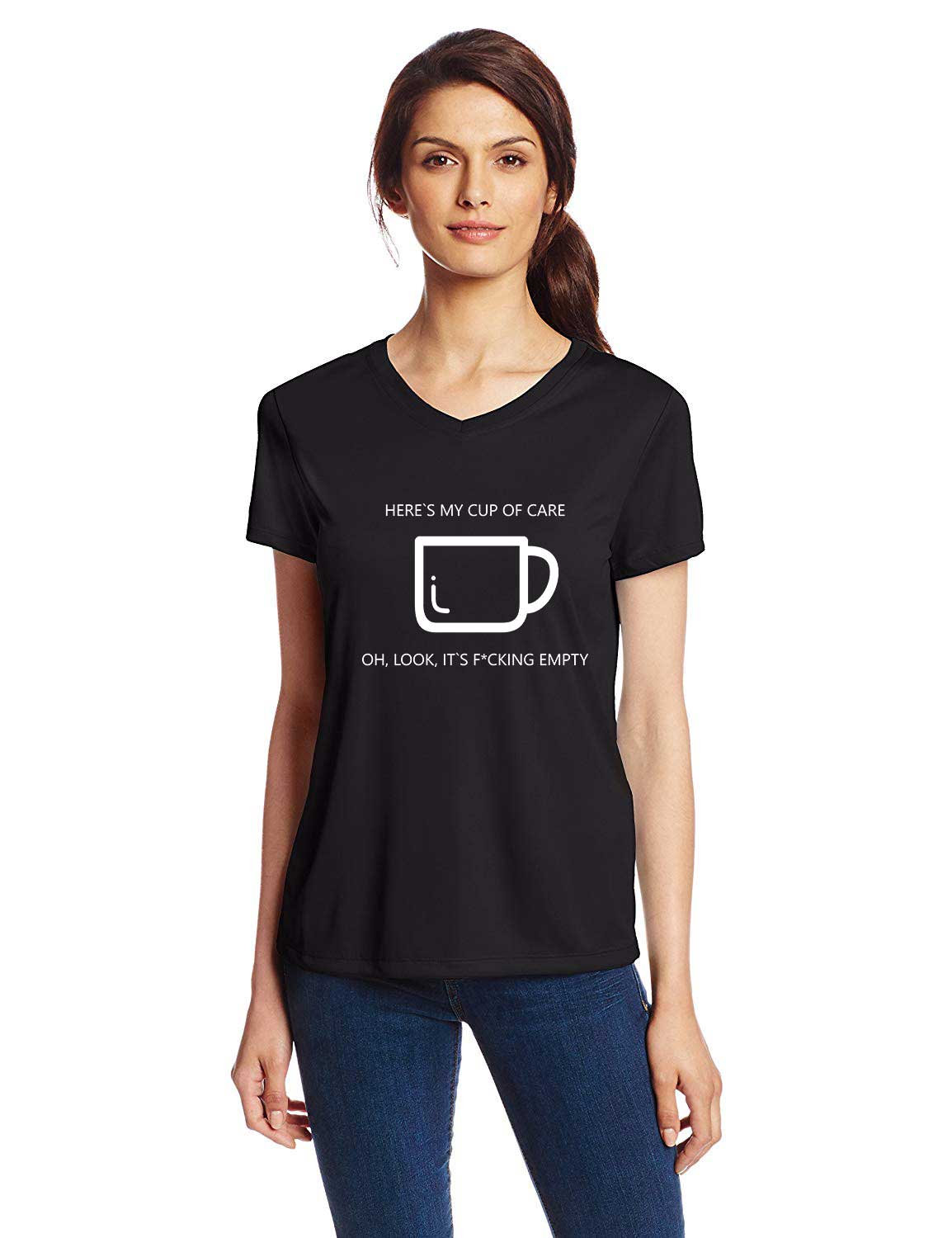 Tricou dama negru - Cup of care